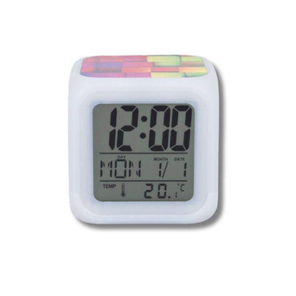 RELOJ DESPERTADOR DIGITAL CAMBIA COLOR SUBLIMABLE - Imagen 2