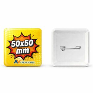 CHAPITA CUADRADA ALFILER PLÁSTICA 50X50 MM