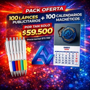 100 LÁPICES PUBLICITARIOS + 100 CALENDARIOS MAGNÉTICOS