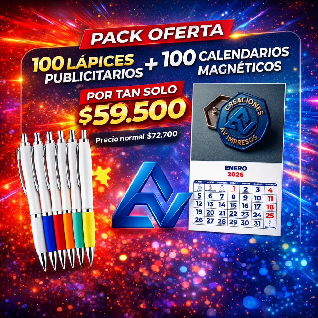 100 LÁPICES PUBLICITARIOS + 100 CALENDARIOS MAGNÉTICOS